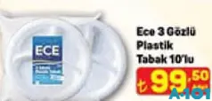 ECE 3 GÖZLÜ PLASTİK TABAK 10'LU
